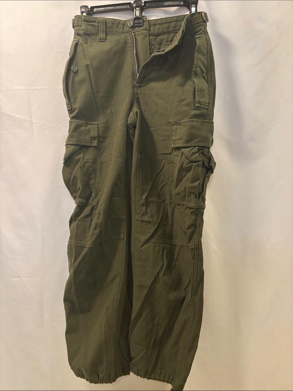 TNA Military-Style Cargo Pants in Olive Green Color with Pockets - 23”